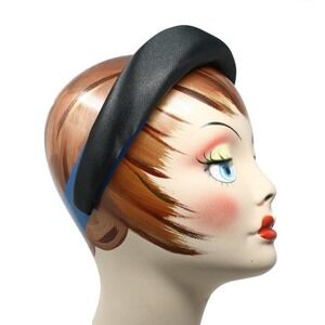 Black Satin Alice Headband 2" Wide Padded Thick Retro Fashion Hair Band -Hey Viv